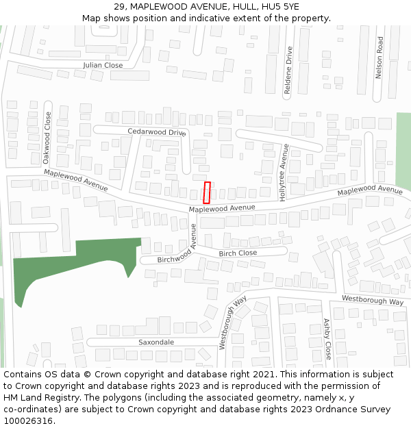 29, MAPLEWOOD AVENUE, HULL, HU5 5YE: Location map and indicative extent of plot