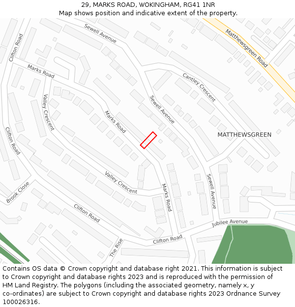 29, MARKS ROAD, WOKINGHAM, RG41 1NR: Location map and indicative extent of plot