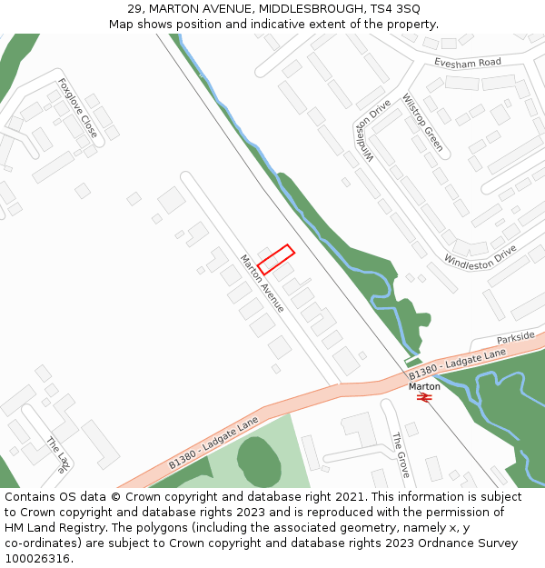 29, MARTON AVENUE, MIDDLESBROUGH, TS4 3SQ: Location map and indicative extent of plot