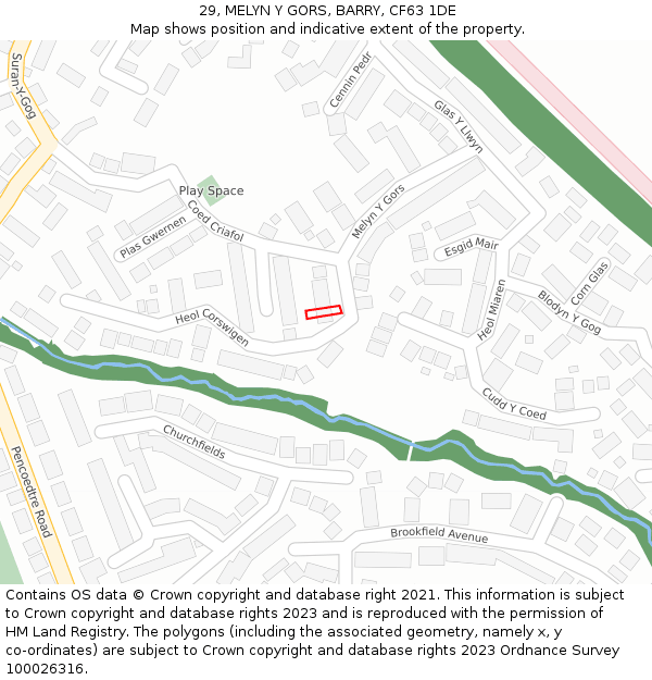 29, MELYN Y GORS, BARRY, CF63 1DE: Location map and indicative extent of plot