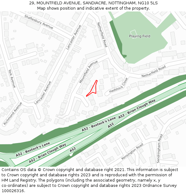 29, MOUNTFIELD AVENUE, SANDIACRE, NOTTINGHAM, NG10 5LS: Location map and indicative extent of plot
