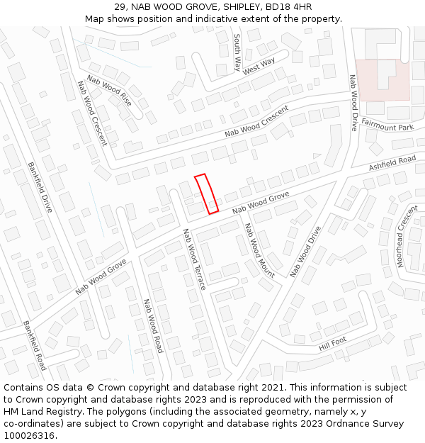 29, NAB WOOD GROVE, SHIPLEY, BD18 4HR: Location map and indicative extent of plot