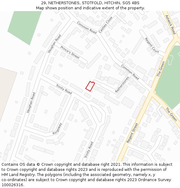 29, NETHERSTONES, STOTFOLD, HITCHIN, SG5 4BS: Location map and indicative extent of plot