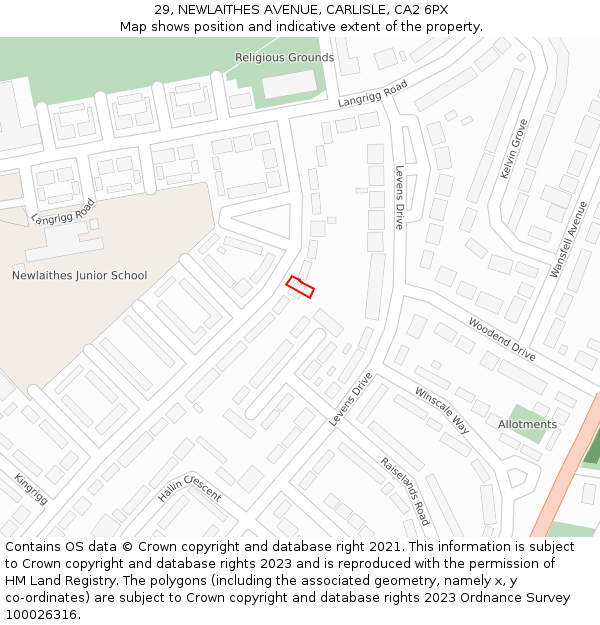 29, NEWLAITHES AVENUE, CARLISLE, CA2 6PX: Location map and indicative extent of plot
