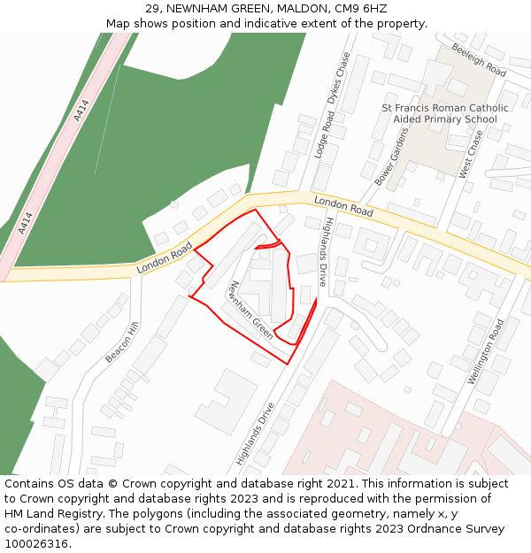 29, NEWNHAM GREEN, MALDON, CM9 6HZ: Location map and indicative extent of plot
