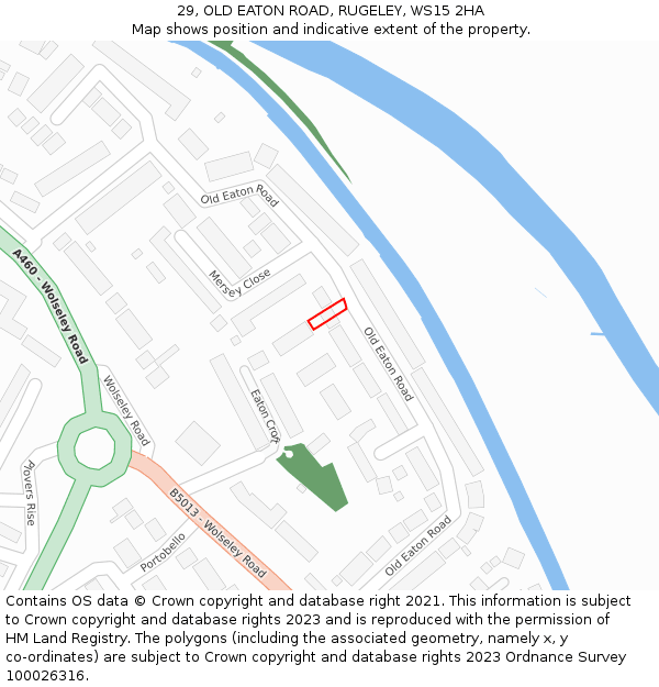 29, OLD EATON ROAD, RUGELEY, WS15 2HA: Location map and indicative extent of plot