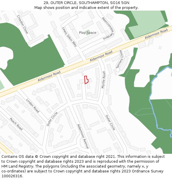 29, OUTER CIRCLE, SOUTHAMPTON, SO16 5GN: Location map and indicative extent of plot