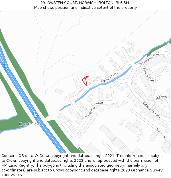 29, OWSTEN COURT, HORWICH, BOLTON, BL6 5HL: Location map and indicative extent of plot