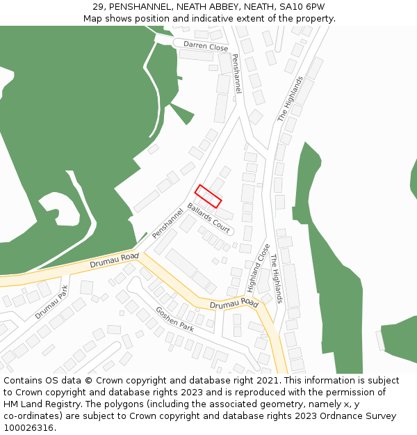 29, PENSHANNEL, NEATH ABBEY, NEATH, SA10 6PW: Location map and indicative extent of plot