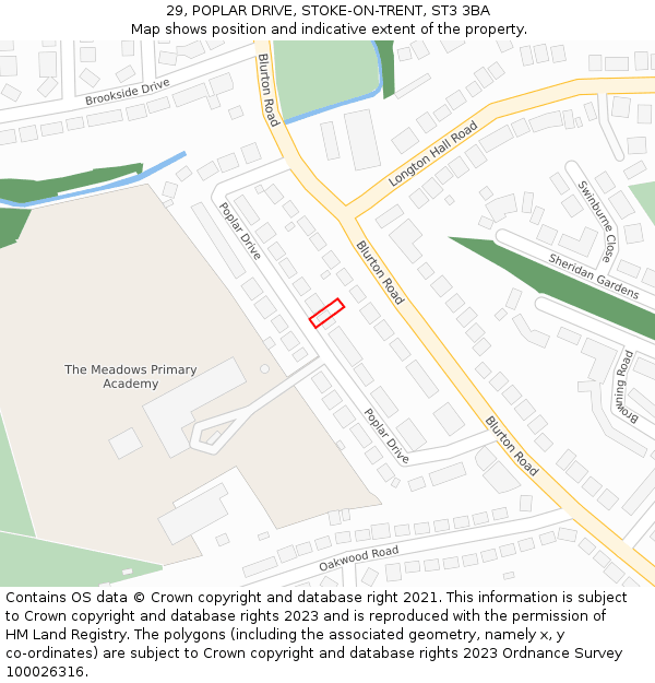 29, POPLAR DRIVE, STOKE-ON-TRENT, ST3 3BA: Location map and indicative extent of plot