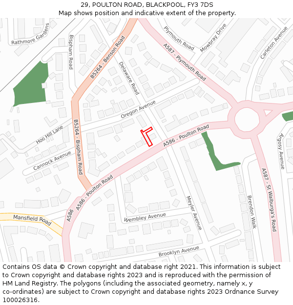 29, POULTON ROAD, BLACKPOOL, FY3 7DS: Location map and indicative extent of plot