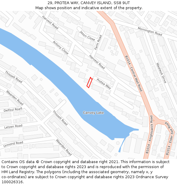 29, PROTEA WAY, CANVEY ISLAND, SS8 9UT: Location map and indicative extent of plot