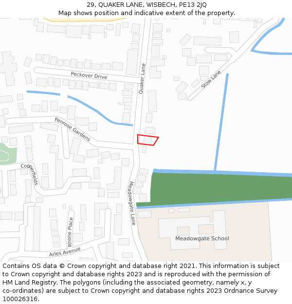 29, QUAKER LANE, WISBECH, PE13 2JQ: Location map and indicative extent of plot