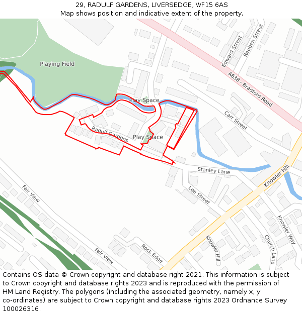 29, RADULF GARDENS, LIVERSEDGE, WF15 6AS: Location map and indicative extent of plot