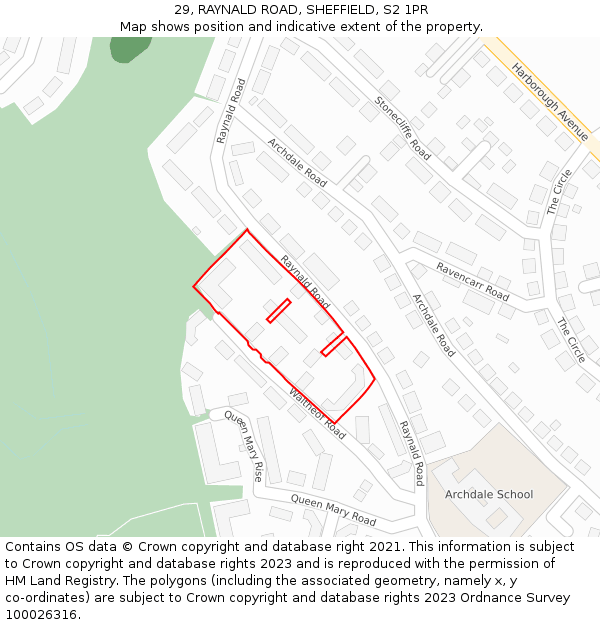 29, RAYNALD ROAD, SHEFFIELD, S2 1PR: Location map and indicative extent of plot