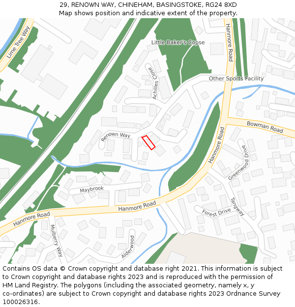 29, RENOWN WAY, CHINEHAM, BASINGSTOKE, RG24 8XD: Location map and indicative extent of plot