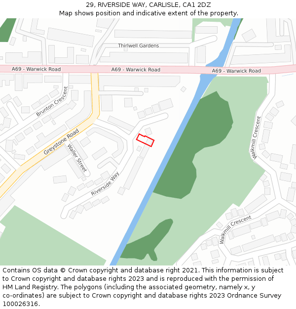 29, RIVERSIDE WAY, CARLISLE, CA1 2DZ: Location map and indicative extent of plot