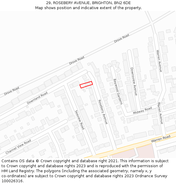 29, ROSEBERY AVENUE, BRIGHTON, BN2 6DE: Location map and indicative extent of plot