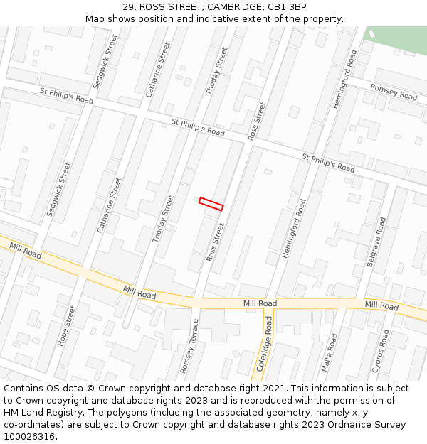 29, ROSS STREET, CAMBRIDGE, CB1 3BP: Location map and indicative extent of plot
