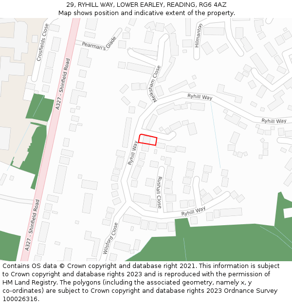 29, RYHILL WAY, LOWER EARLEY, READING, RG6 4AZ: Location map and indicative extent of plot