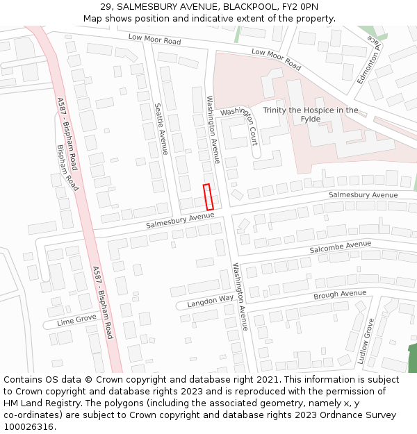 29, SALMESBURY AVENUE, BLACKPOOL, FY2 0PN: Location map and indicative extent of plot