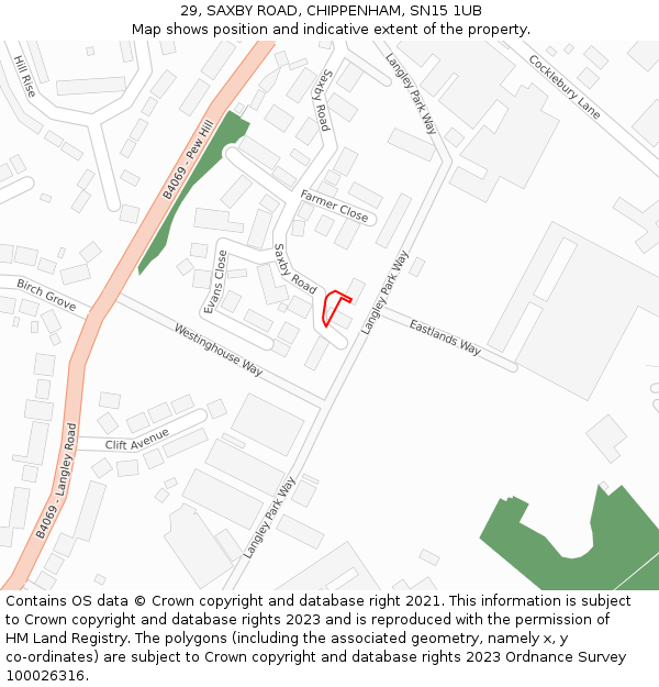 29, SAXBY ROAD, CHIPPENHAM, SN15 1UB: Location map and indicative extent of plot