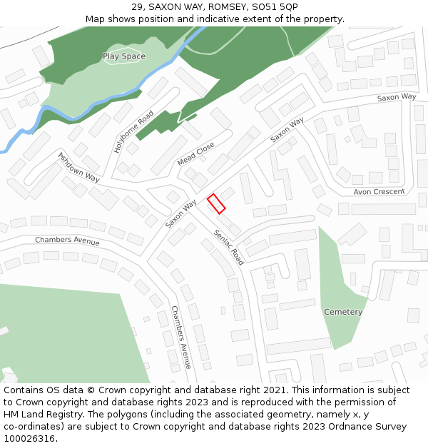 29, SAXON WAY, ROMSEY, SO51 5QP: Location map and indicative extent of plot