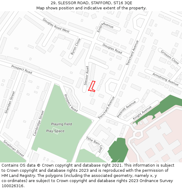 29, SLESSOR ROAD, STAFFORD, ST16 3QE: Location map and indicative extent of plot