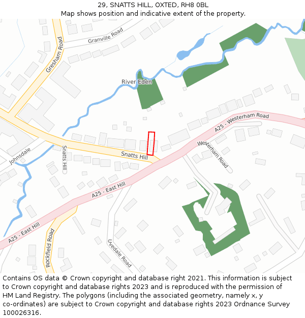 29, SNATTS HILL, OXTED, RH8 0BL: Location map and indicative extent of plot