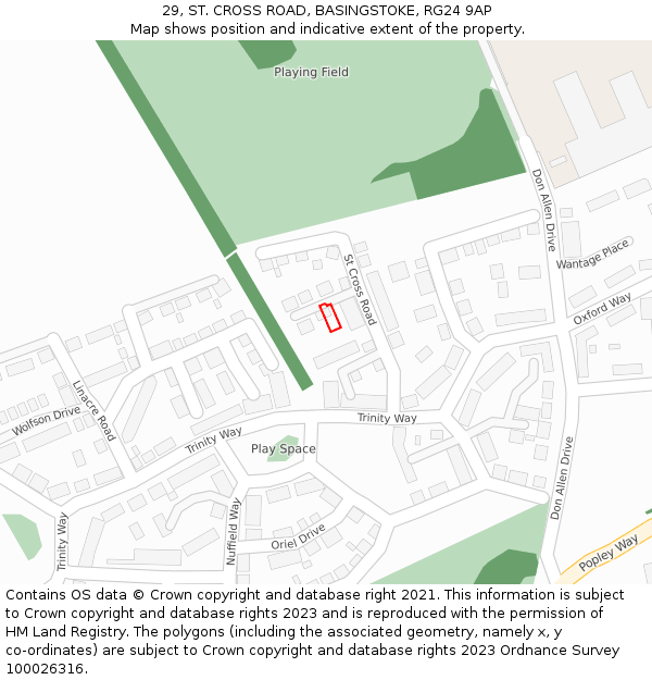 29, ST. CROSS ROAD, BASINGSTOKE, RG24 9AP: Location map and indicative extent of plot