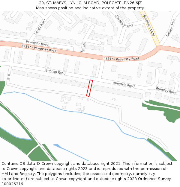 29, ST. MARYS, LYNHOLM ROAD, POLEGATE, BN26 6JZ: Location map and indicative extent of plot