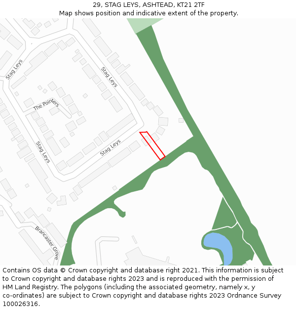 29, STAG LEYS, ASHTEAD, KT21 2TF: Location map and indicative extent of plot