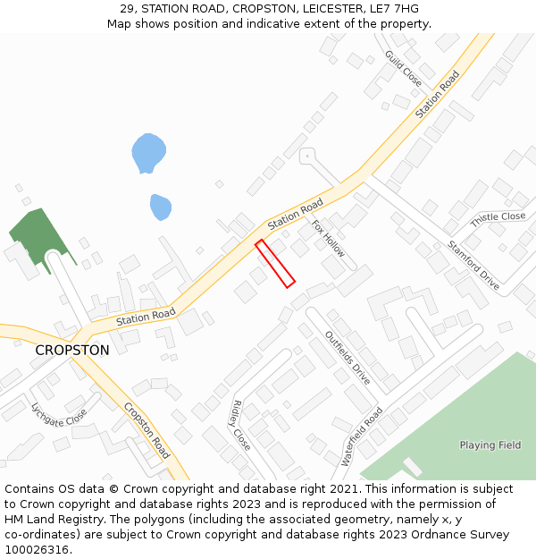 29, STATION ROAD, CROPSTON, LEICESTER, LE7 7HG: Location map and indicative extent of plot
