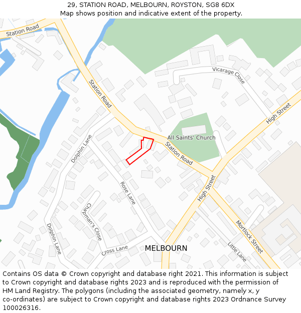 29, STATION ROAD, MELBOURN, ROYSTON, SG8 6DX: Location map and indicative extent of plot