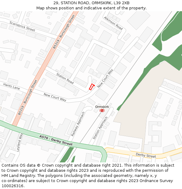 29, STATION ROAD, ORMSKIRK, L39 2XB: Location map and indicative extent of plot