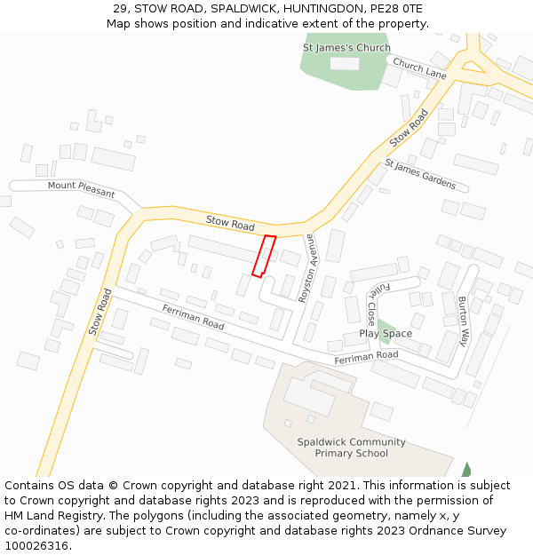 29, STOW ROAD, SPALDWICK, HUNTINGDON, PE28 0TE: Location map and indicative extent of plot
