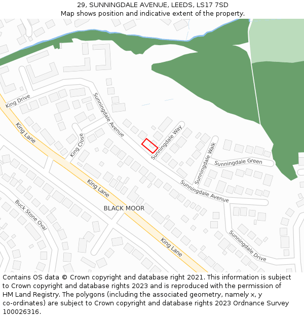 29, SUNNINGDALE AVENUE, LEEDS, LS17 7SD: Location map and indicative extent of plot