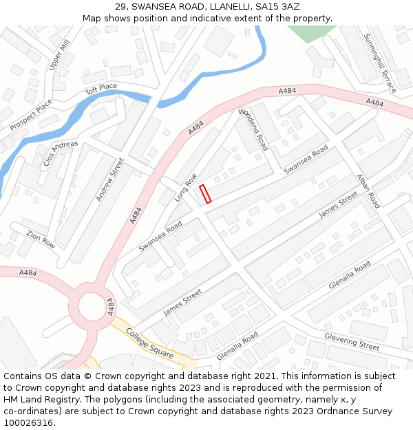 29, SWANSEA ROAD, LLANELLI, SA15 3AZ: Location map and indicative extent of plot