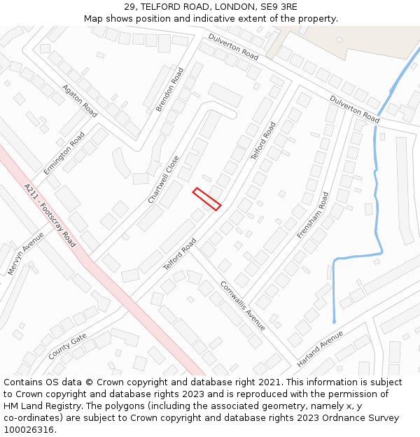 29, TELFORD ROAD, LONDON, SE9 3RE: Location map and indicative extent of plot