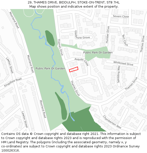 29, THAMES DRIVE, BIDDULPH, STOKE-ON-TRENT, ST8 7HL: Location map and indicative extent of plot