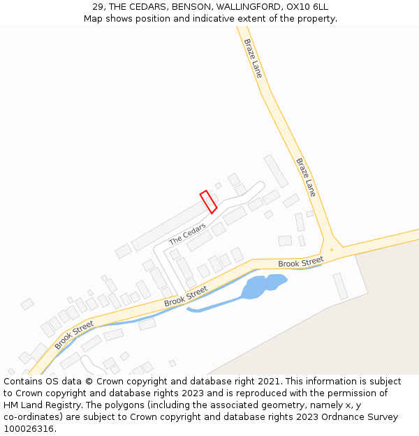 29, THE CEDARS, BENSON, WALLINGFORD, OX10 6LL: Location map and indicative extent of plot