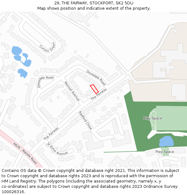 29, THE FAIRWAY, STOCKPORT, SK2 5DU: Location map and indicative extent of plot