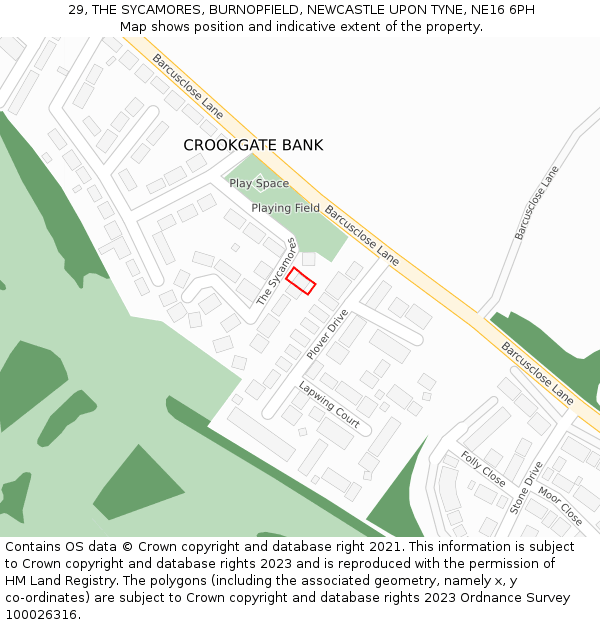 29, THE SYCAMORES, BURNOPFIELD, NEWCASTLE UPON TYNE, NE16 6PH: Location map and indicative extent of plot