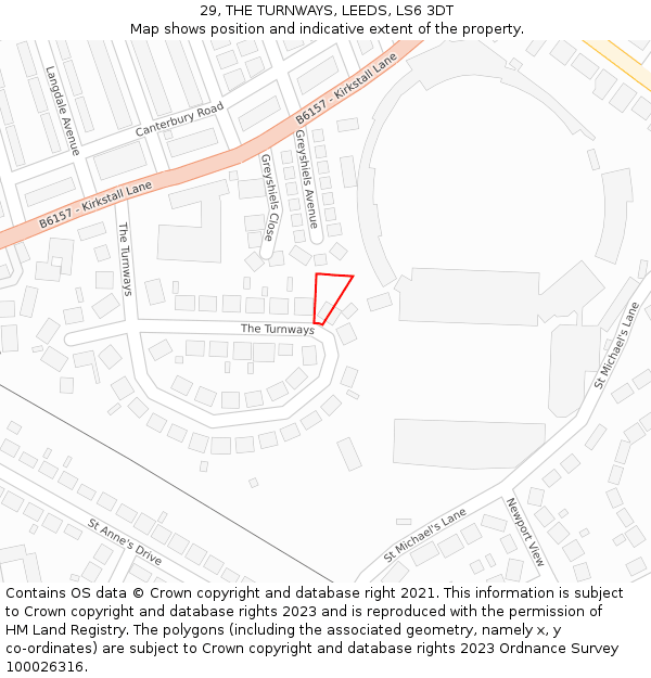 29, THE TURNWAYS, LEEDS, LS6 3DT: Location map and indicative extent of plot