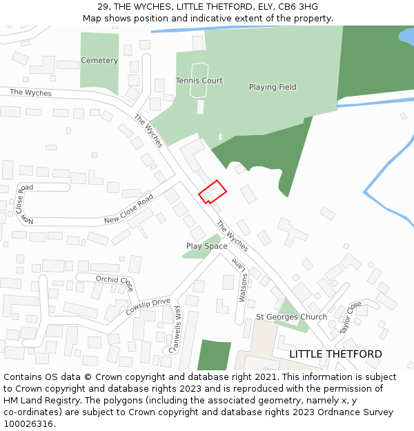 29, THE WYCHES, LITTLE THETFORD, ELY, CB6 3HG: Location map and indicative extent of plot