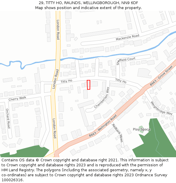29, TITTY HO, RAUNDS, WELLINGBOROUGH, NN9 6DF: Location map and indicative extent of plot