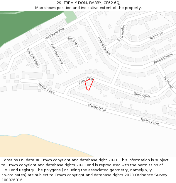 29, TREM Y DON, BARRY, CF62 6QJ: Location map and indicative extent of plot