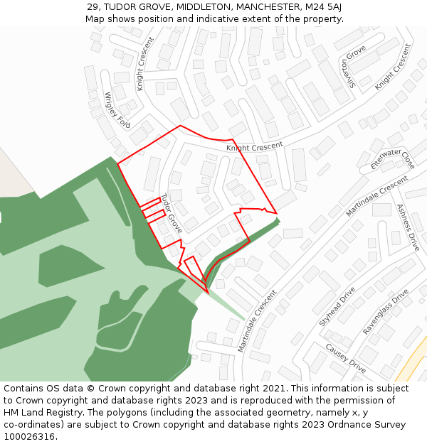 29, TUDOR GROVE, MIDDLETON, MANCHESTER, M24 5AJ: Location map and indicative extent of plot