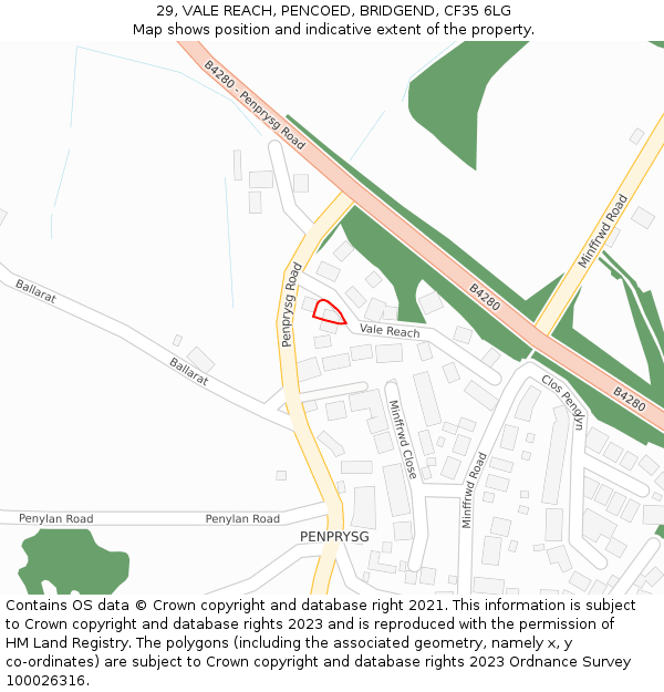 29, VALE REACH, PENCOED, BRIDGEND, CF35 6LG: Location map and indicative extent of plot