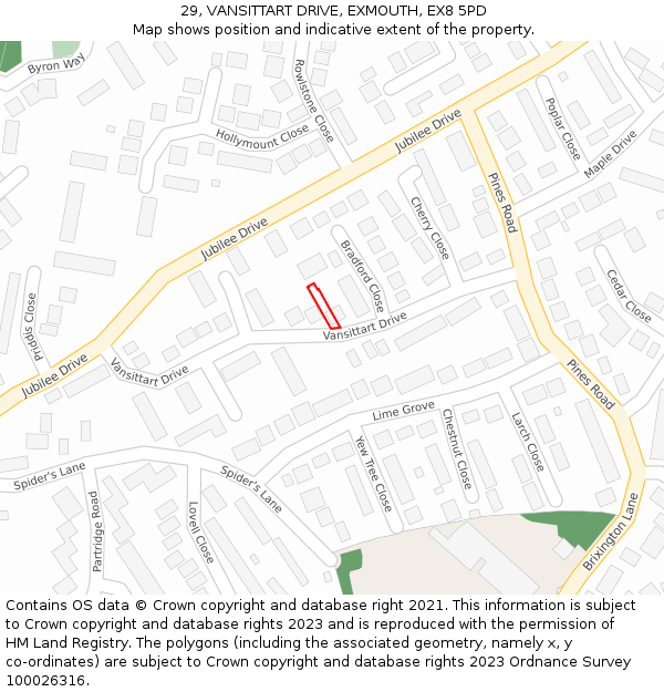 29, VANSITTART DRIVE, EXMOUTH, EX8 5PD: Location map and indicative extent of plot